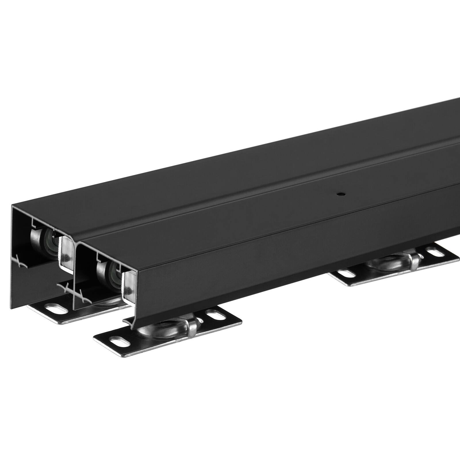 Alt View 5. VEVOR - Bypass Door Hardware, 4ft Heavy Duty Bypass Sliding Door Hardware Kit, Aluminum Alloy Sliding Closet Door Hardware Set - Black.