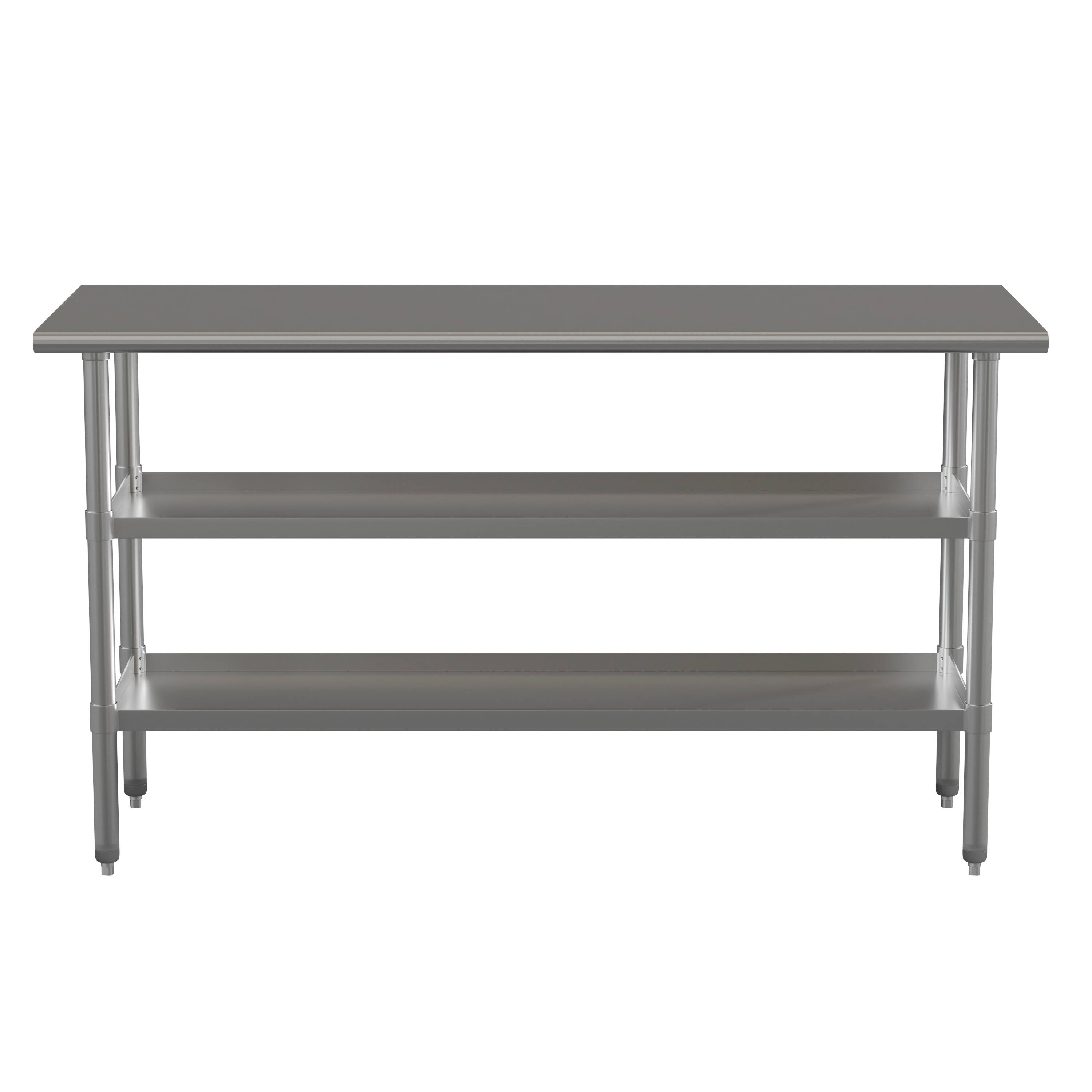 Alt View 6. Emma + Oliver - NSF Certified Stainless Steel 18 Gauge Work Table with 2 Undershelves - Stainless Steel.