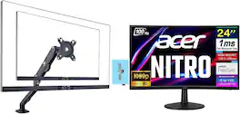 Acer - Nitro ED240Q FreeSync FHD Monitor, VESA Mount (100mm), HDMI w/DKZ Hub, (UM.UE0AA.H01) & Ergoflexy Single Mount Arm - Black