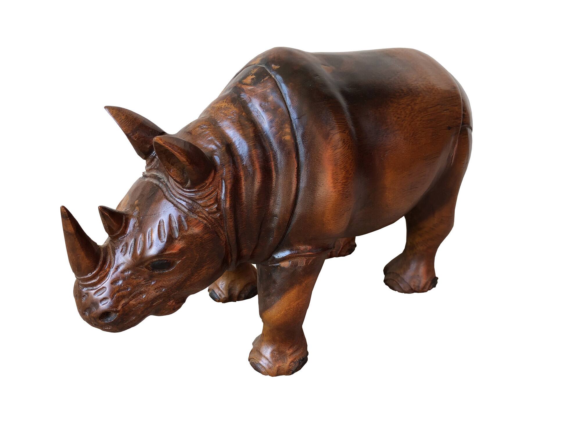 Dart - Rhino Statue Teak/ Mahogany - Natural