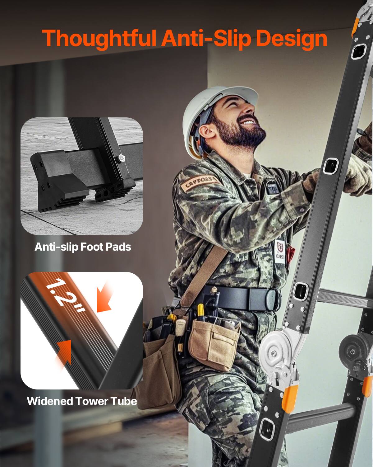 Thoughtful Anti-Slip Design

- Anti-slip Foot Pads
- Widened Tower Tube (1.2")