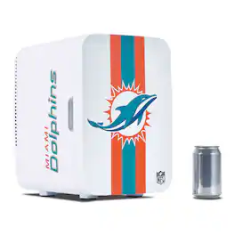 Ukonic NFL Miami Dolphins 15-Can Mini Fridge 10L AC/DC Portable Refrigerator, Official Team Logo - Teal
