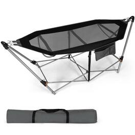 Hivvago - Portable Camping Foldable Hammock with Stand and Carry Case - Black