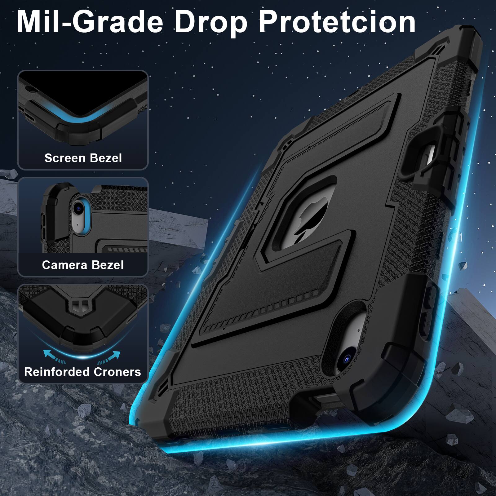 Mil-Grade Drop Protection Screen Bezel Camera Bezel Reinforced Corners