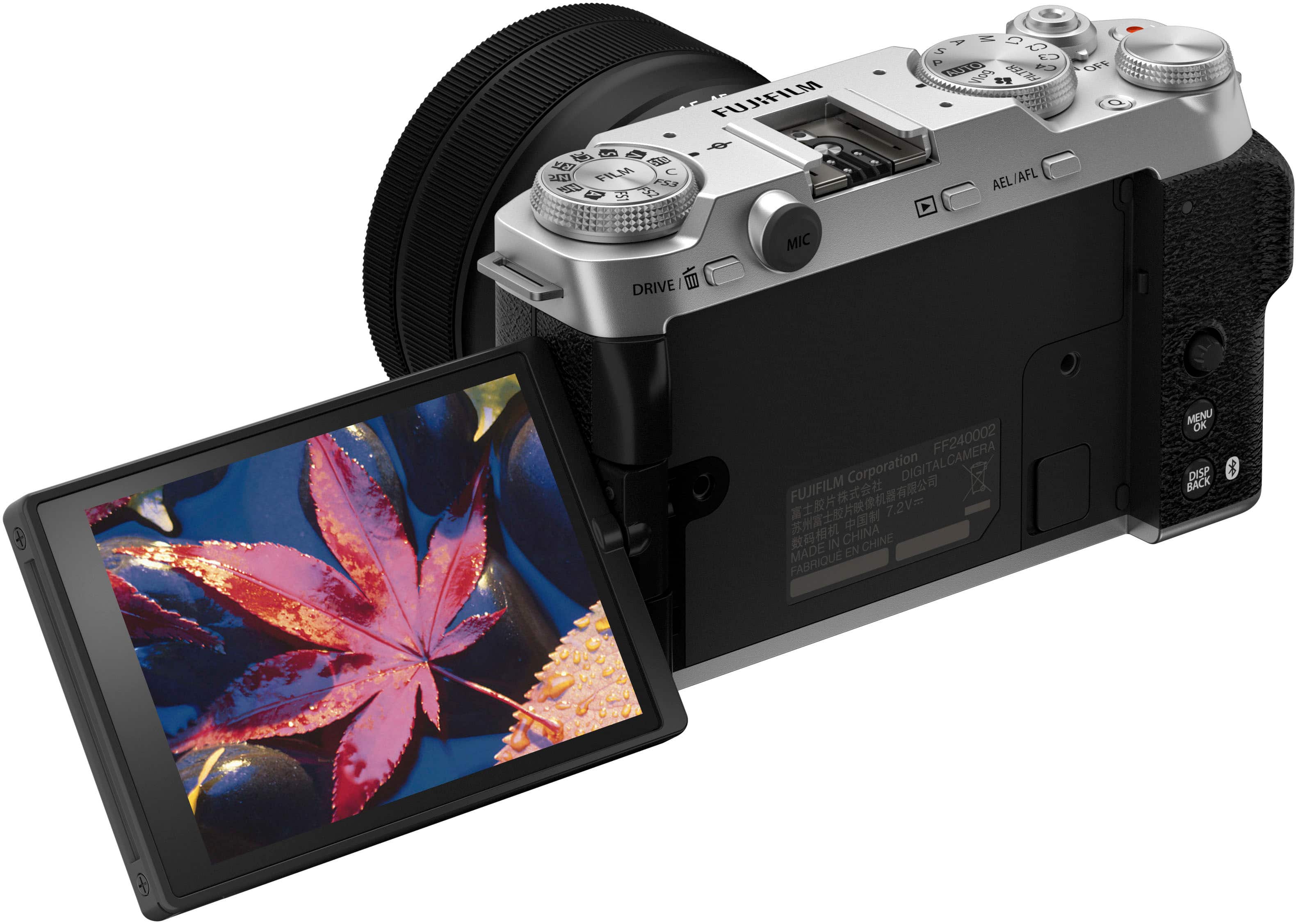 FUJIFILM 7.2V= IN CHINA MADE EN FABRIQUE MENU OK DISP * BACK