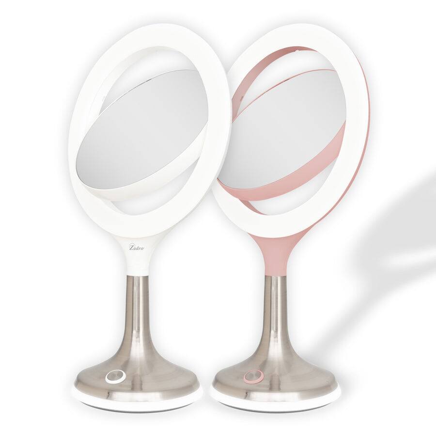 Back. Zadro - Solana, LED Lighted Makeup Mirror with 8X/1X Magnifications & Touch Controls - White.
