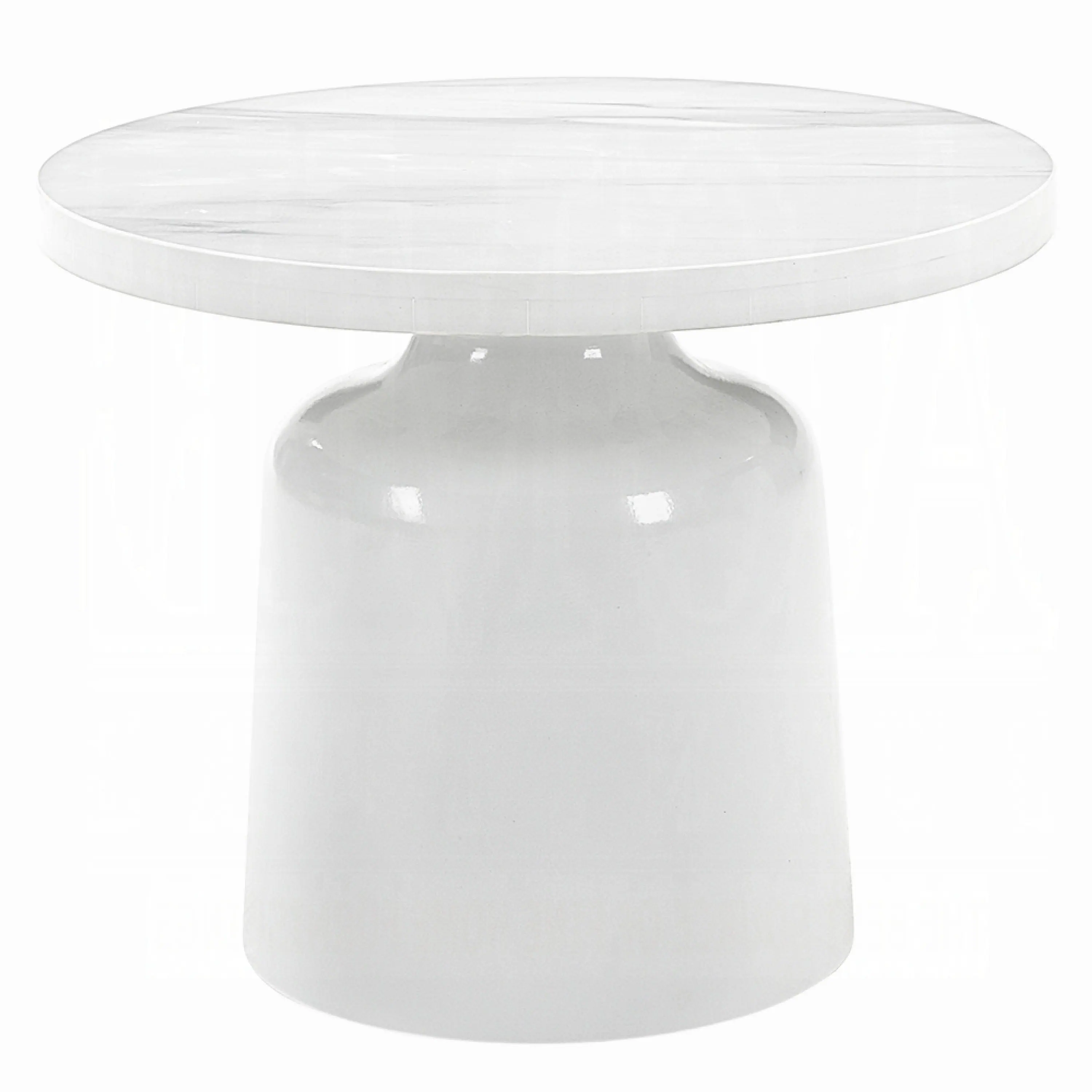 Alt View 1. Manhattan Lane - Zayn Round End Table with Pedestal Base, White Faux Marble, 22 Inch - White.