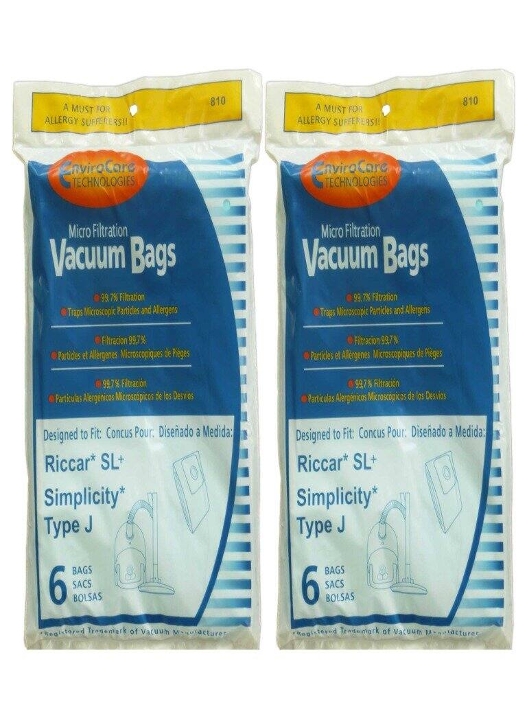 A MUST FOR ALLERGY SUFFERERS!! 810

EnviroCare TECHNOLOGIES

Micro Filtration Vacuum Bags

99.7% Filtration Traps Microscopic Particles and Allergens

Filtracion 99.7% Particles et Allergenes Microscopiques de Piges

99.7% Filtracin Particulas Alergnicos Microscopicos de los Desvios

Designed to Fit: Concus Pour: Diseñado a Medida: Riccar* SL+ Simplicity* Type J

6 BAGS SACS BOLSAS

Registered Trademark of Vacuum Manufacturer