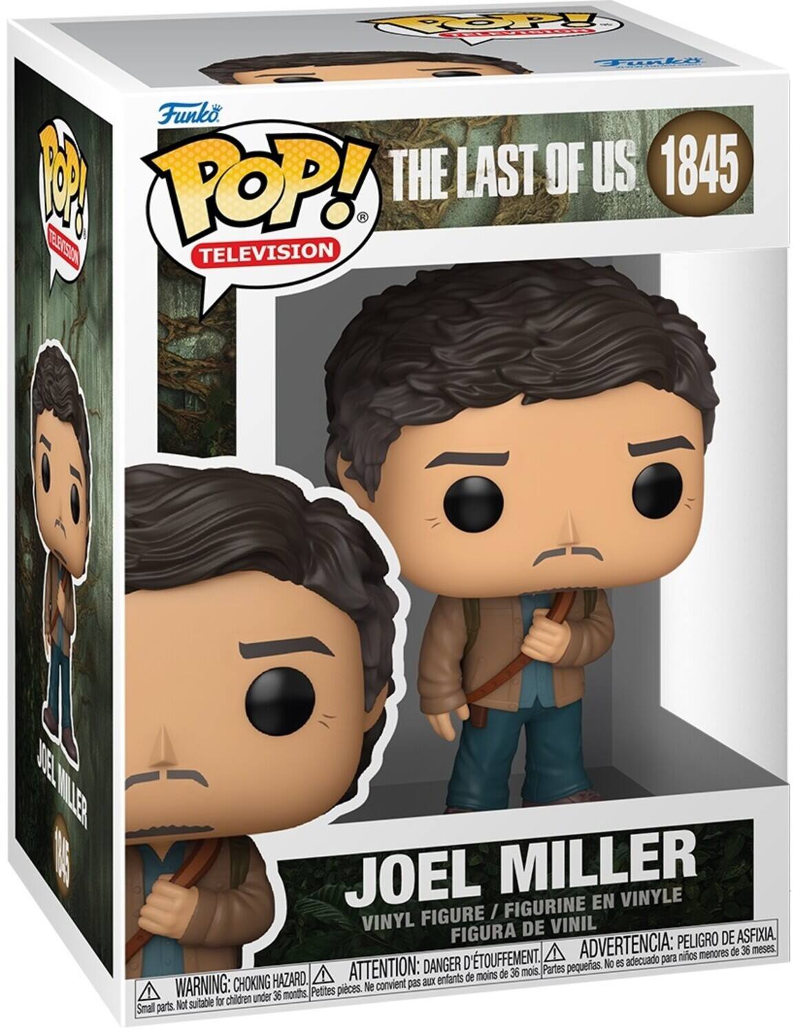 Funko POP! Television  
The Last of Us 1845  

Joel Miller  
Vinyl Figure / Figurine en Vinyle / Figura de Vinil  

Warning: Choking Hazard. Small parts. Not suitable for children under 36 months.  
Advertencia: Peligro de asfixia. No es adecuado para niños menores de 36 meses.  
Attention: Danger d'étouffement. Ne convient pas aux enfants de moins de 36 mois.