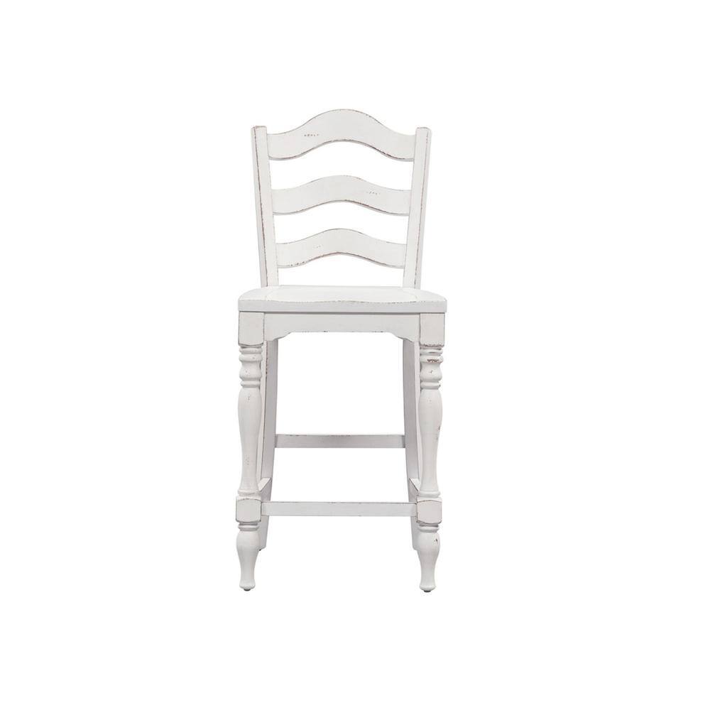 Alt View 1. Liberty Furniture Industries - Magnolia Manor Ladder Back Counter Chair (RTA) in Antique White - White.