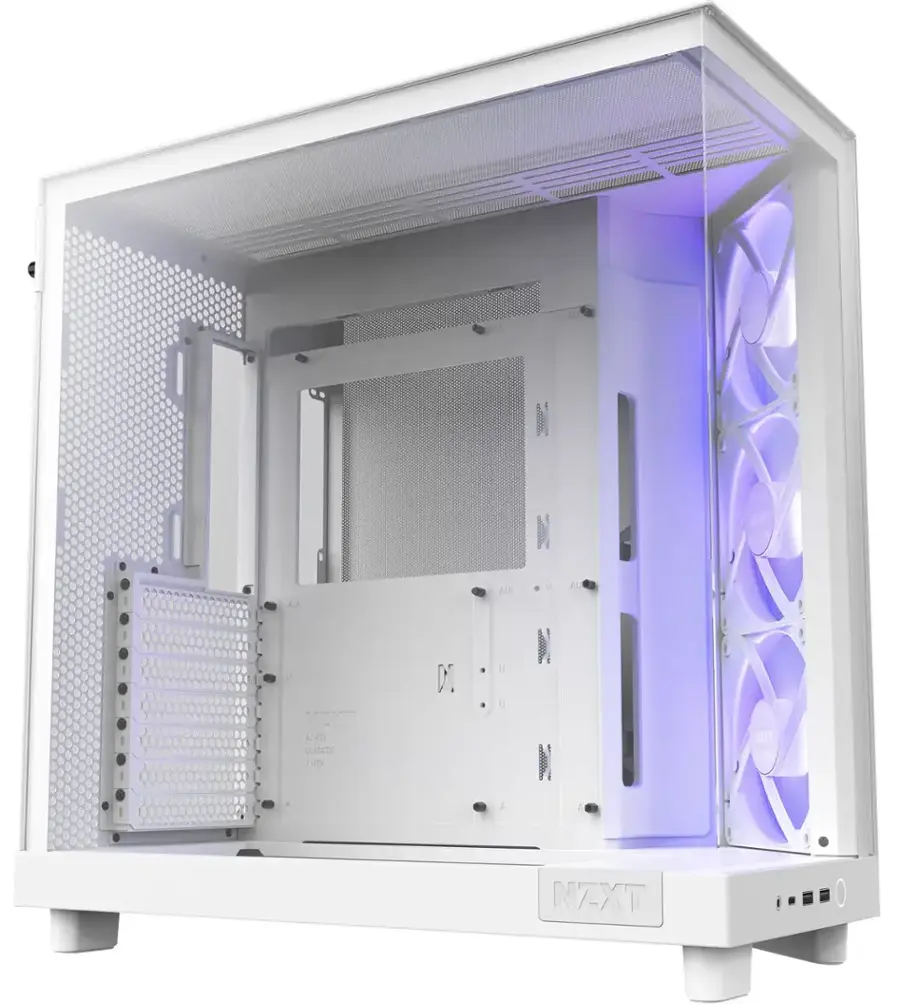 Nzxt H6 Flow Rgb Atx Mid Tower Pc Case With Dual Chamber White Cc-h61fw 