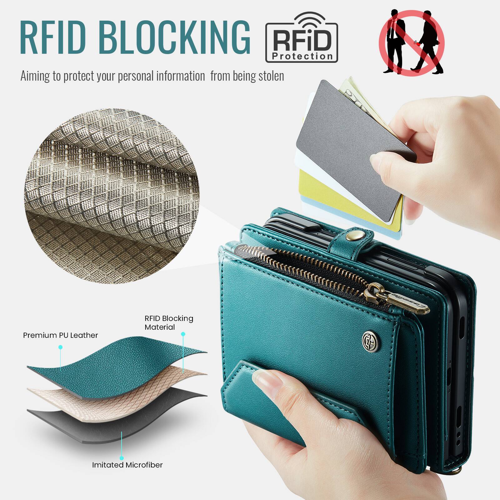 UUCOVER Magnetic Zipper Wallet Case for Apple iPhone Duo Leather Card ...