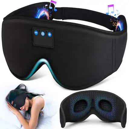 Front. Pacoar Cade - Sleep Headphones Mask Wireless Music Eye Sleeping Side Sleepers Ultra-thin Stereo Speakers - Black.