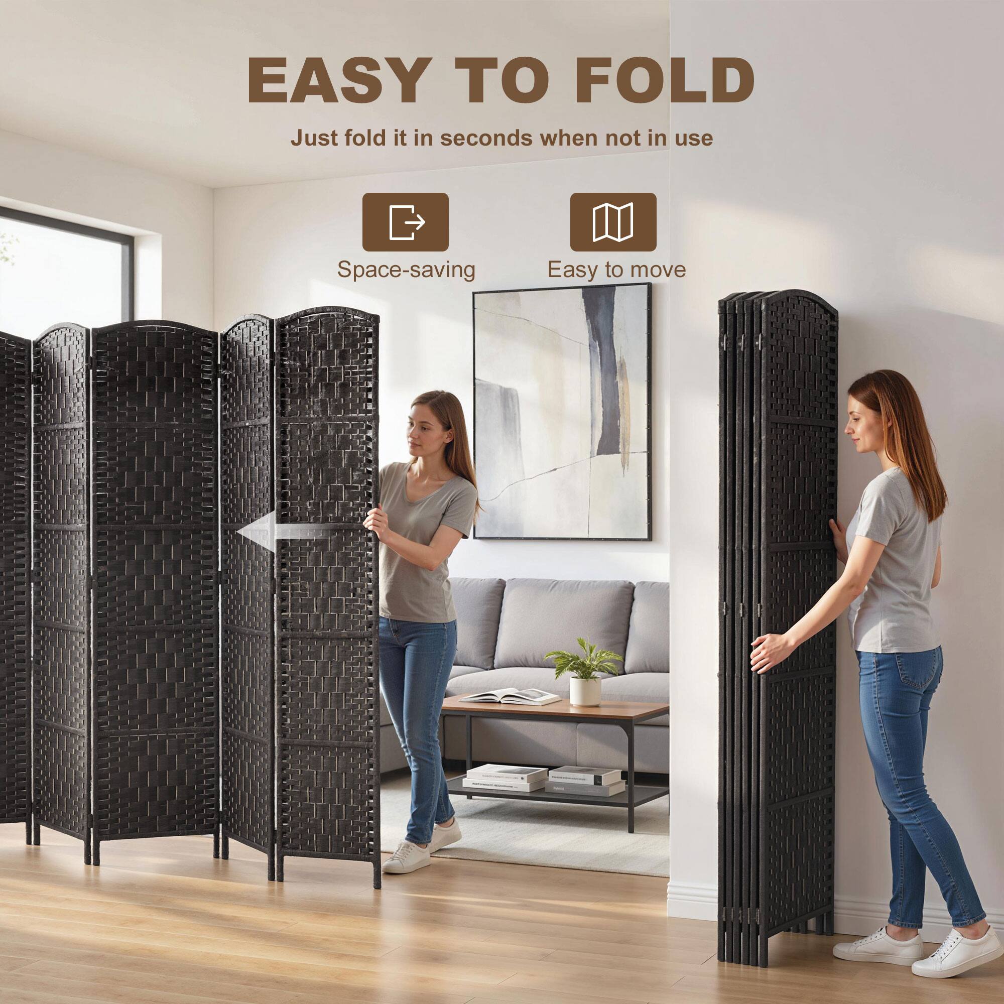 EASY TO FOLD  
Just fold it in seconds when not in use  

Space-saving  
Easy to move