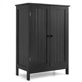 Kadyn - 2-Door Freee-Standing Bathroom Cabinet with Shelf- Bathroom Cabinets for Entryway Storage, Home Office Furniture - Black