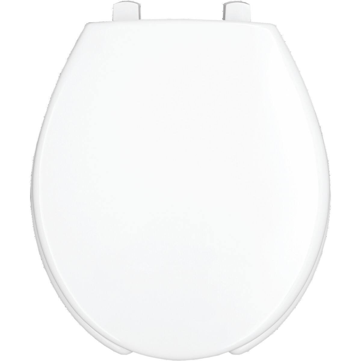 Angle. BEMIS - Bemis Round Open Front With Cover Hospitality Plastic Toilet Seat in White STA-TITE Commercial Fastening System - White.