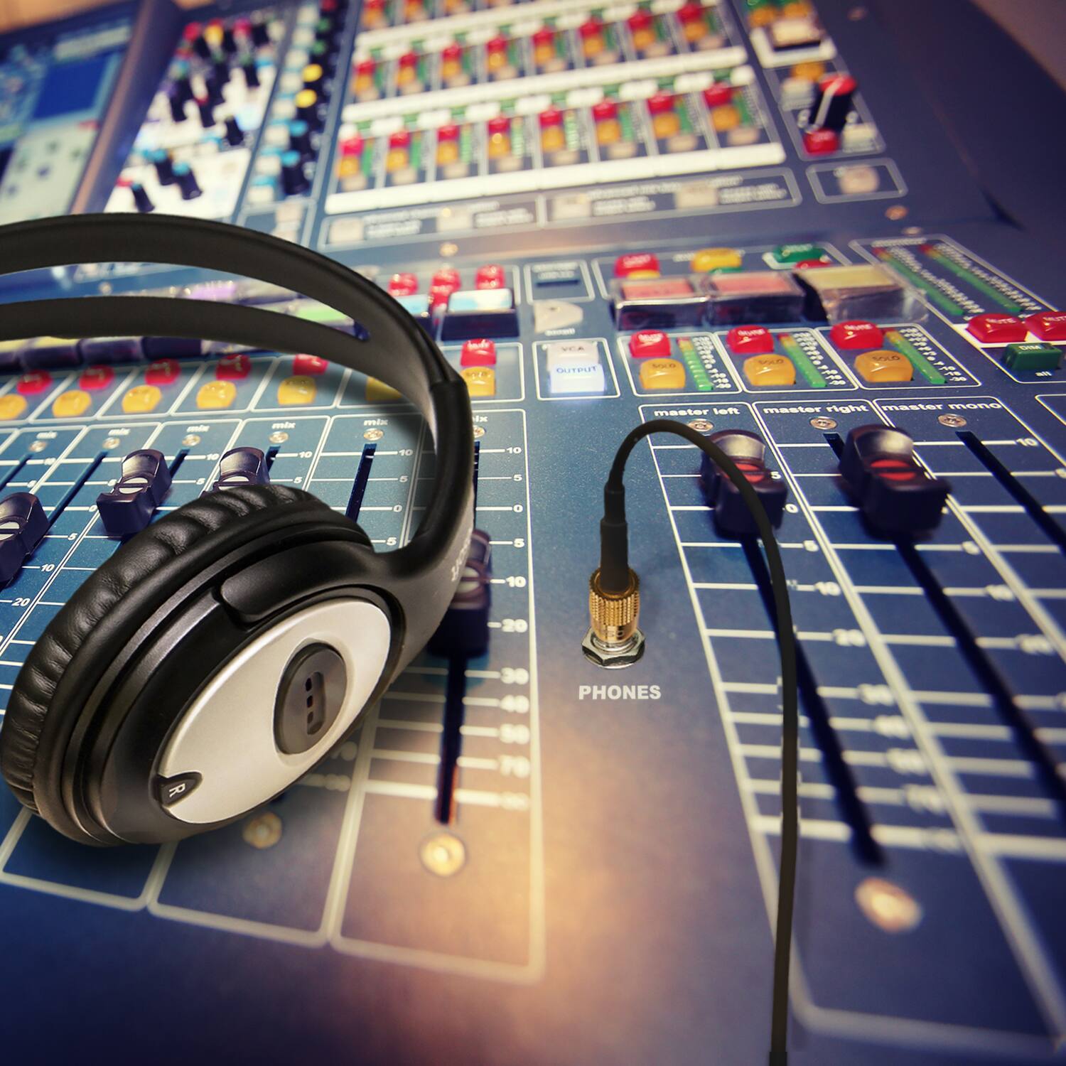 master left, master right, master mono, PHONES