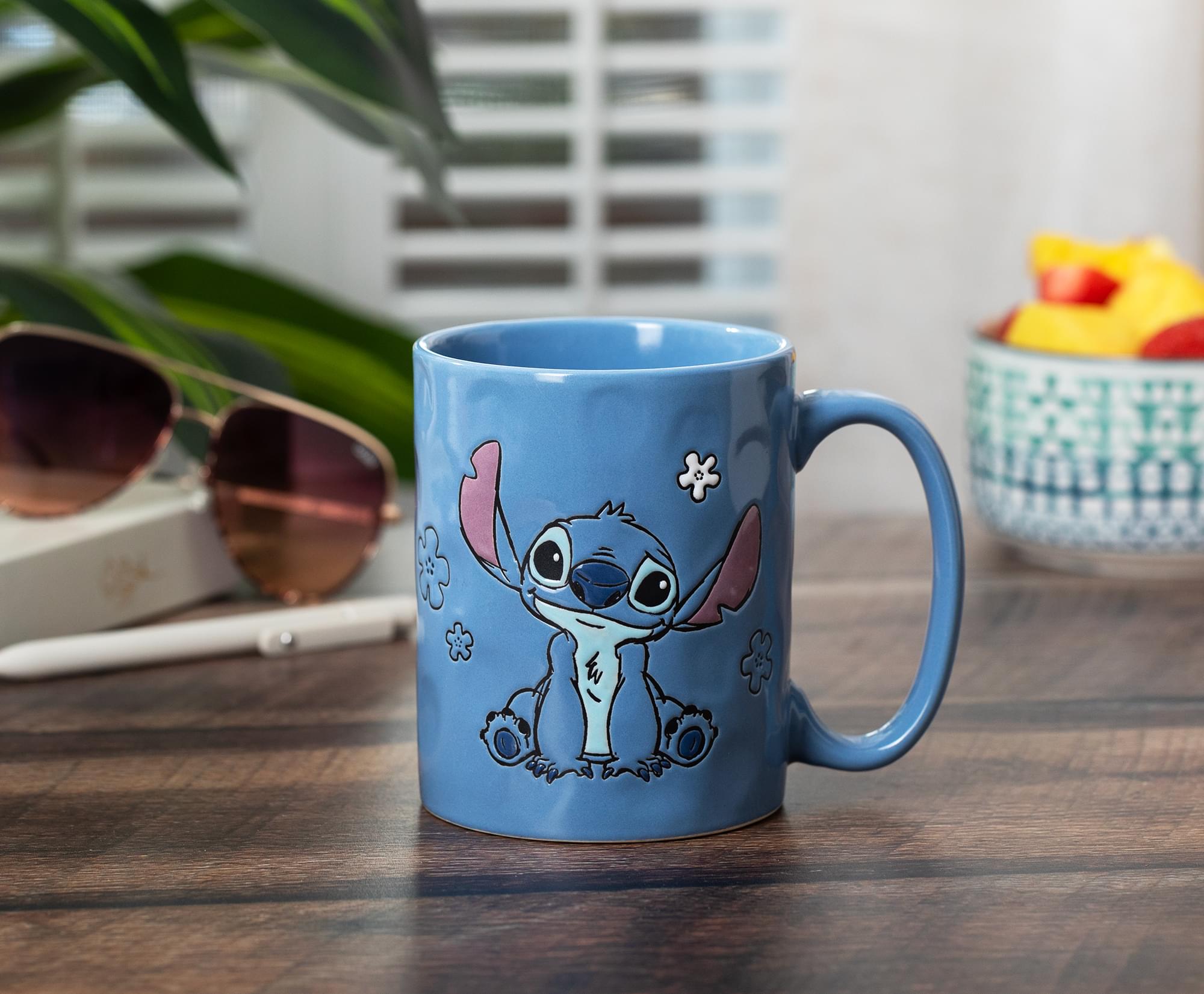 Alt View 10. Silver Buffalo - Disney Lilo & Stitch Blue Wax-Resist Ceramic Pottery Mug | Holds 17 Ounces - Blue.