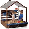 Front. Best Choice Products - Best Choice Products Sandbox w/ Canopy, Wooden Sand Box w/ Water Table, Bench Seat, Outdoor Kids Playset- Blue - Blue.
