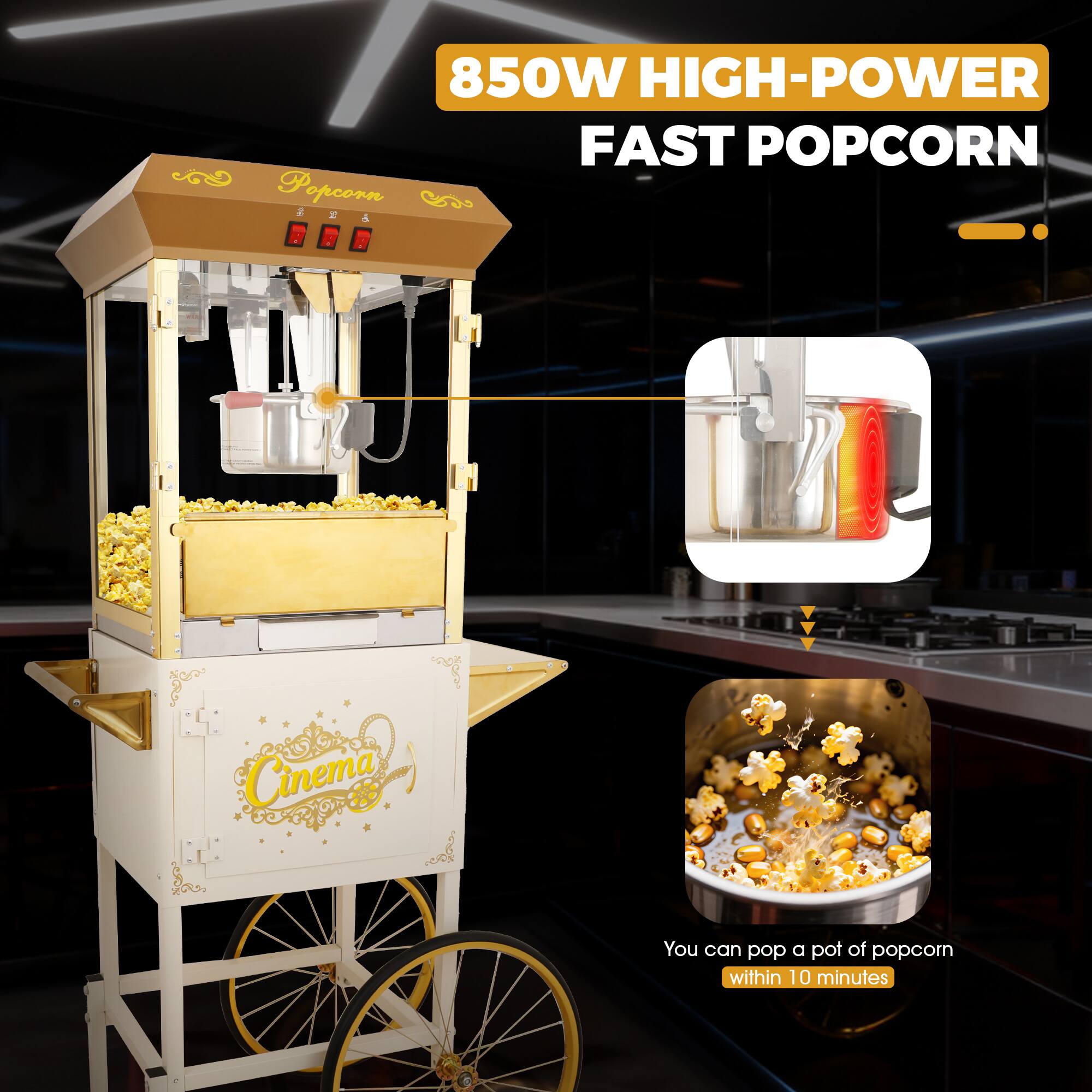 850W HIGH-POWER FAST POPCORN

Popcorn Cinema

You can pop a pot of popcorn within 10 minutes