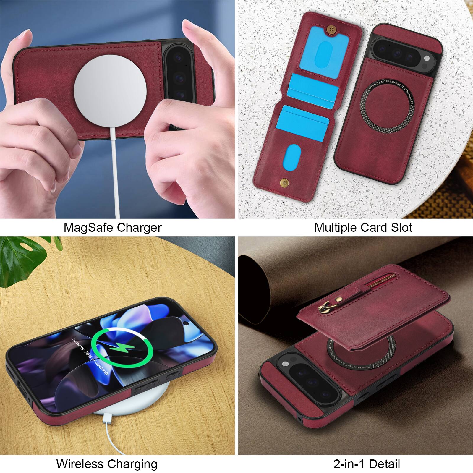OR ML - wn IN I mittes MagSafe Charger Multiple Card Slot 8 9S Cumno x 75% of AONCH FORIAm MM Wireless Charging 2-in-1 Detail
