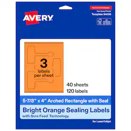 Avery - Avery® Sealing Labels, 5-7/8" x 4", Bright 120 Total - Orange