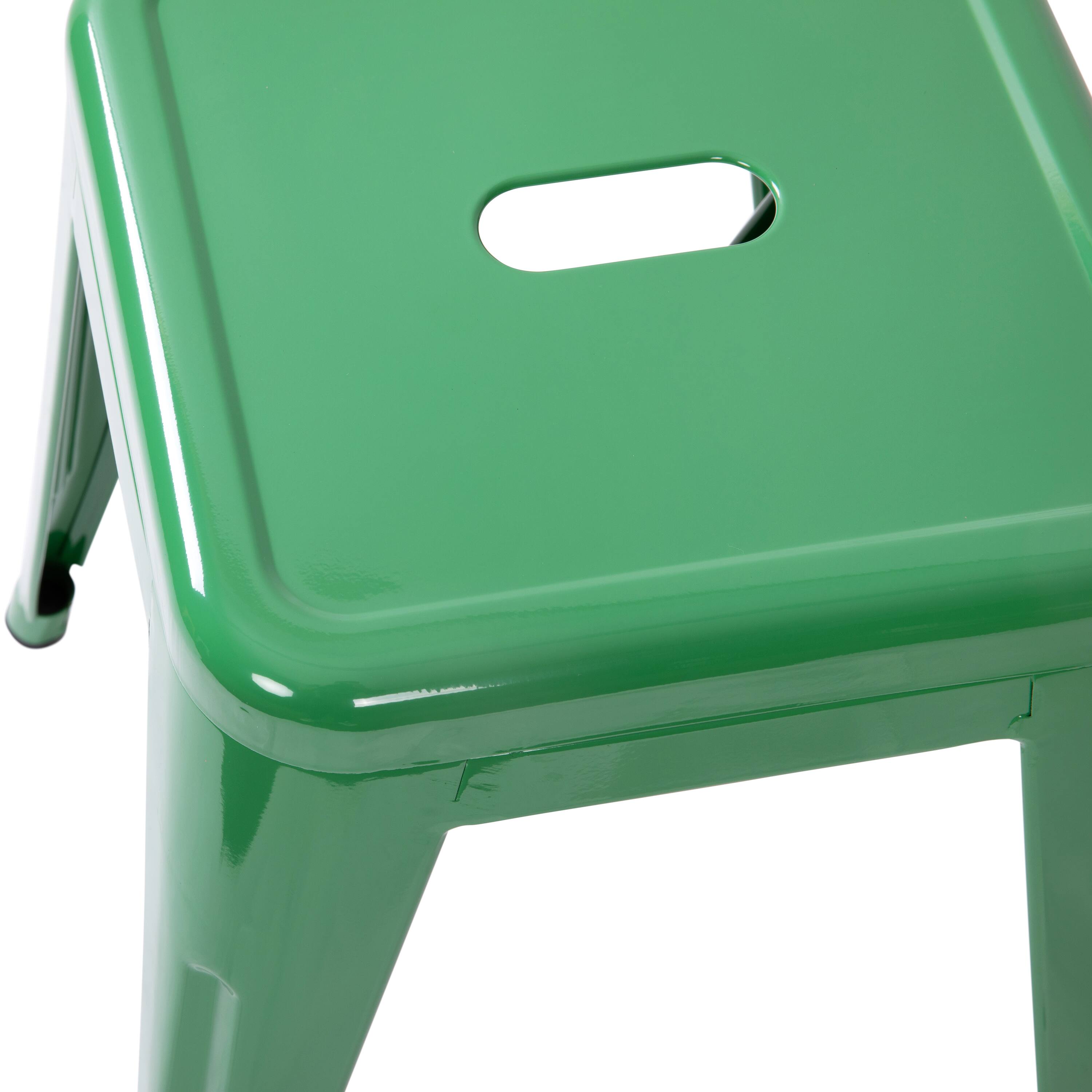 Alt View 9. Emma + Oliver - 18 Inch Table Height Indoor Stackable Metal Dining Stool-Set of 4 - Green.