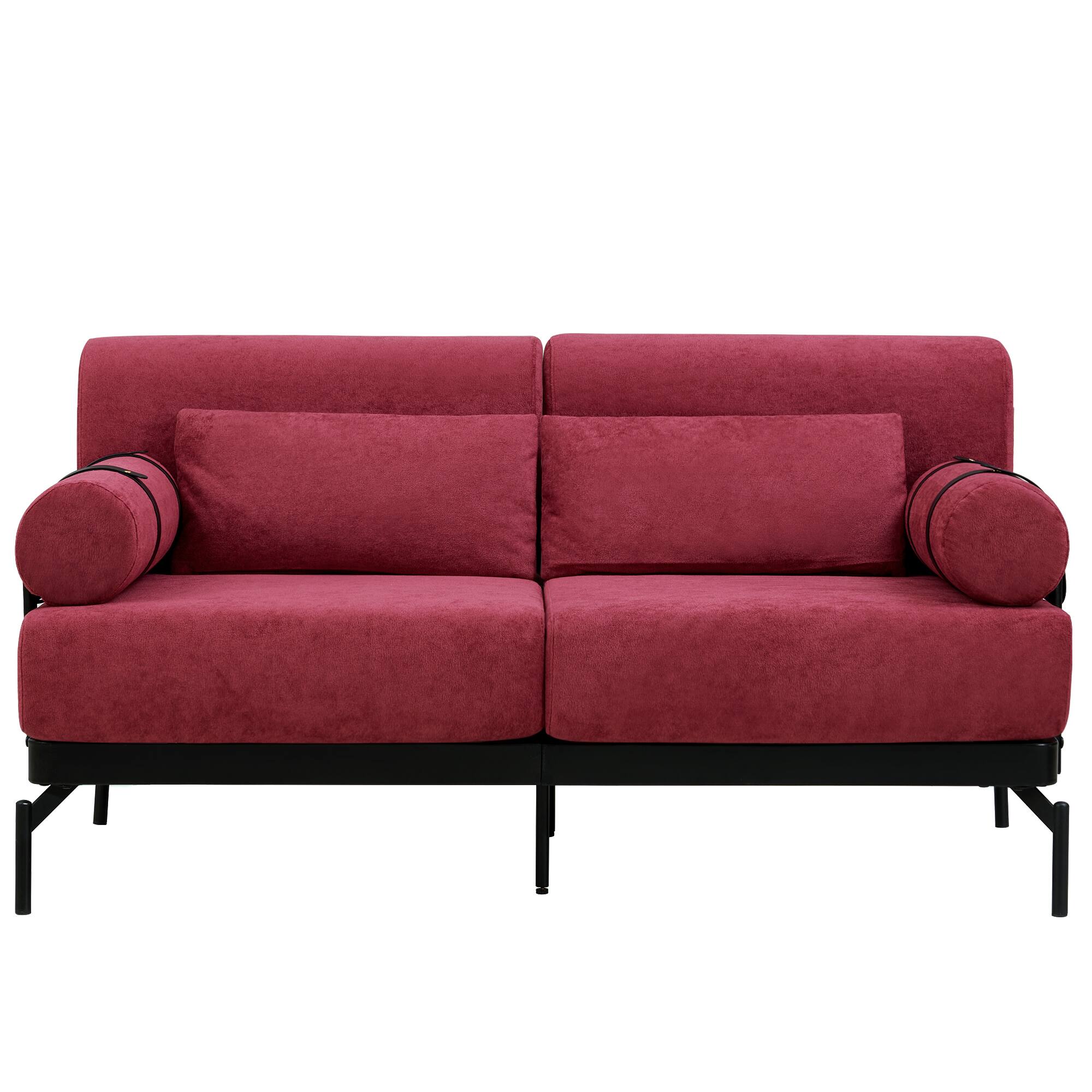 Alt View 6. GOODSILO - Modern Loveseat Sofa 59"" Couch 2-Seater with USB Ports & Unique Armrests - Red.
