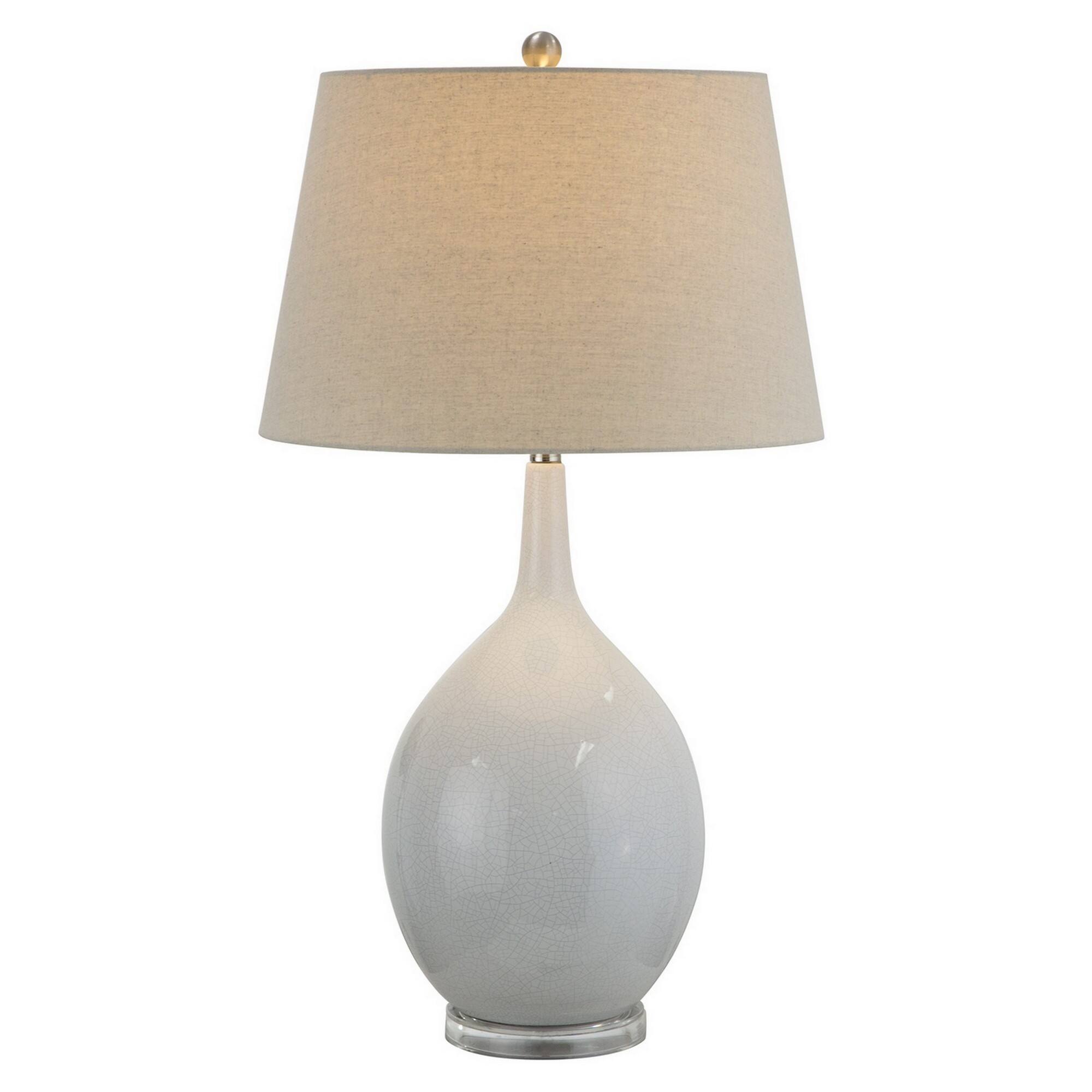 Front. Manhattan Lane - 32 Inch Table Lamp, Empire Shade, Ceramic Stand - White.