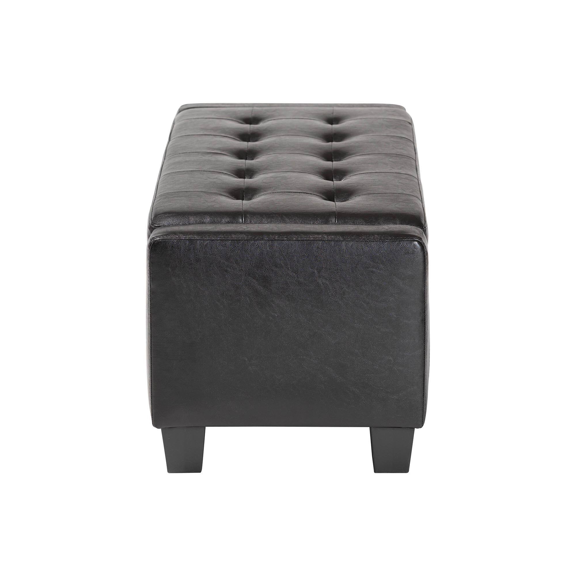 Back. Baxton Studio - Manchester Ottoman - Black.