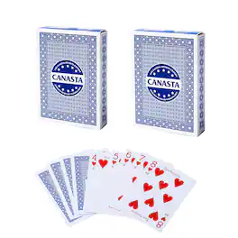 GSE Games & Sports Expert - 2-Deck Canasta Cards with Point Values, Included Canasta and Hand & Foot Game Rules - Blue