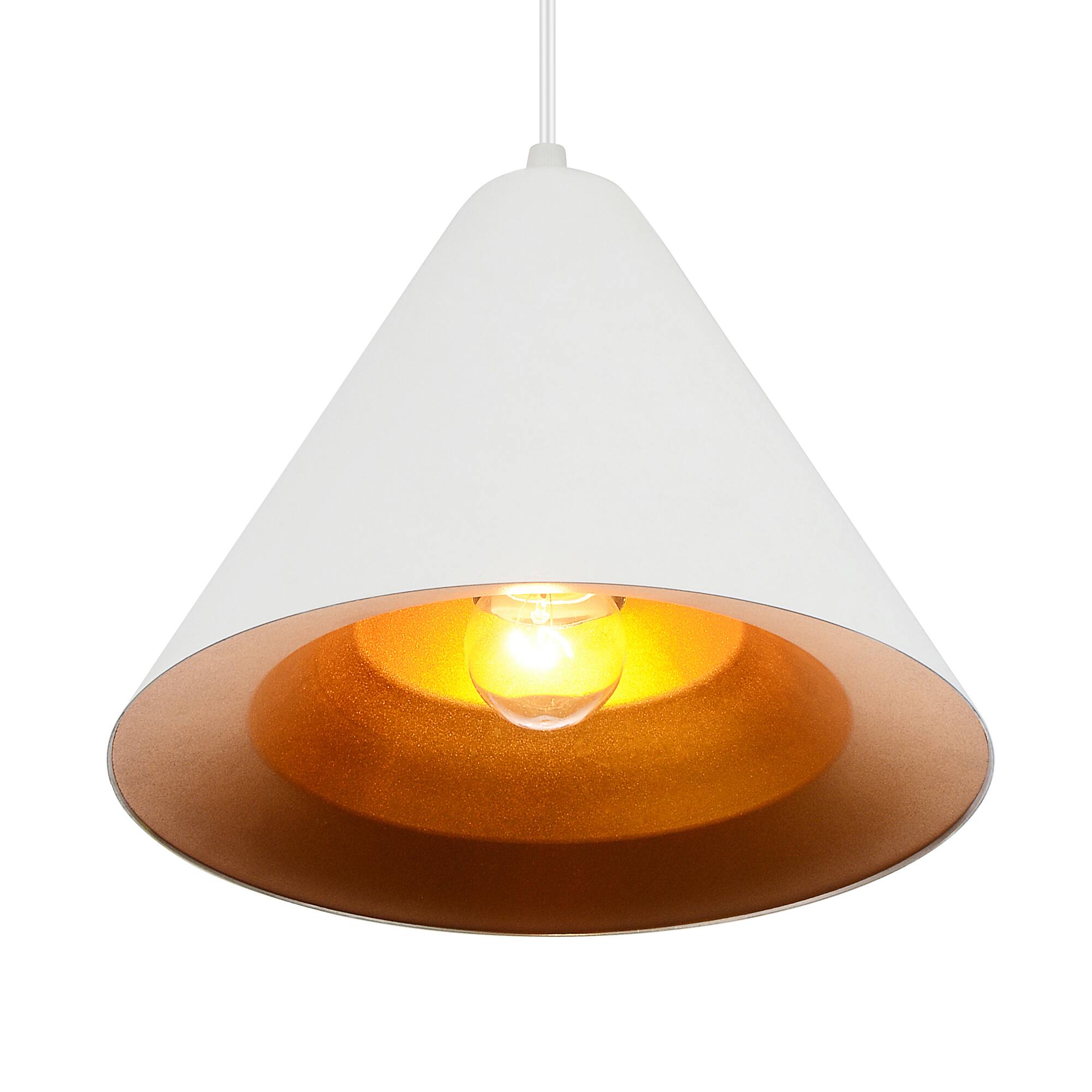 Angle. CWI Lighting - Keila 1 Light Down Pendant With Matte White & Gold Finish - Matte White.