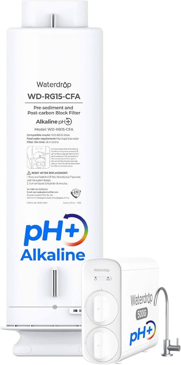 Waterdrop - WD-G5P500A-CF Filter, Replacement for WD-G5P500A Undersink Reverse Osmosis System, 6-month Lifetime - White price history on PriceWatchPro
