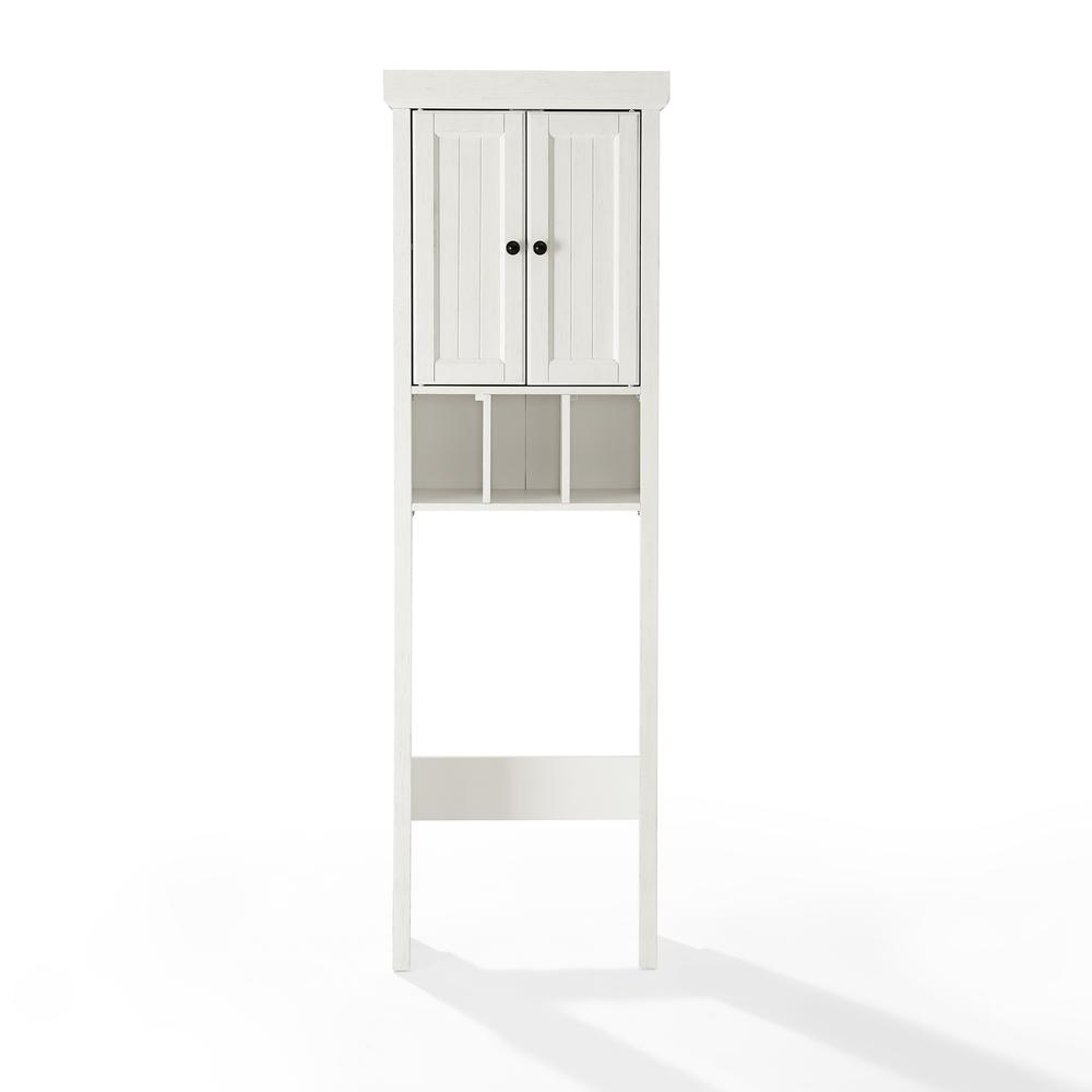 Angle. Crosley Furniture - Seaside Over The Toilet Storage Cabinet - Distressed White.