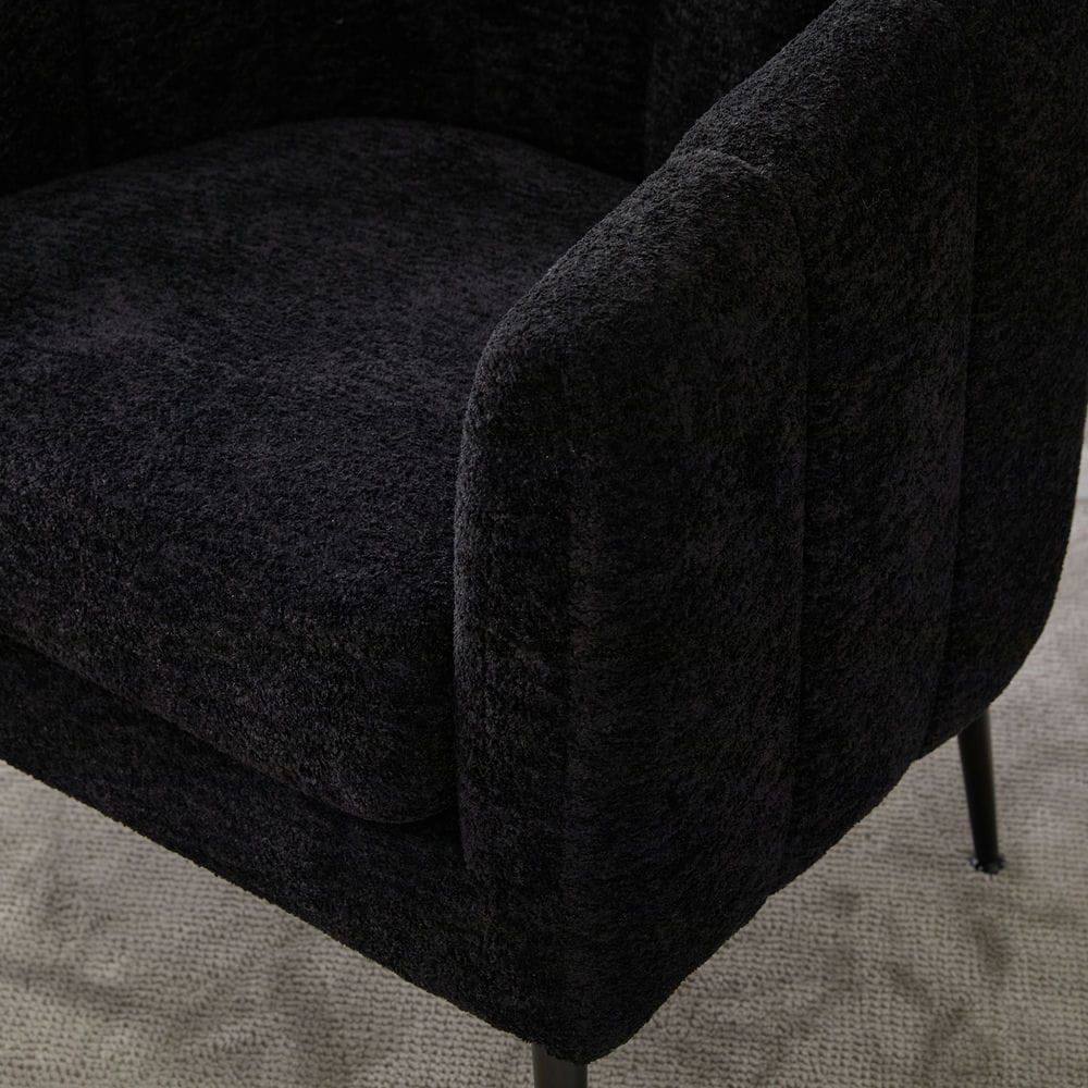 Angle. Kadyn - 3-Piece Small Living Room Furniture Set with Metal Legs, Sofa Set for Living Room, Bedroom, Reception, Apartment, Black - Black.