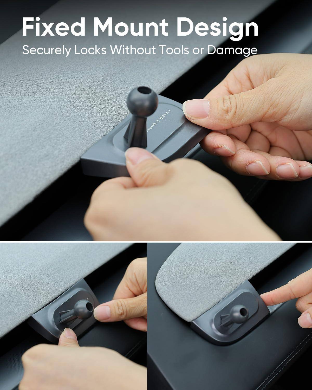 Fixed Mount Design  
Securely Locks Without Tools or Damage