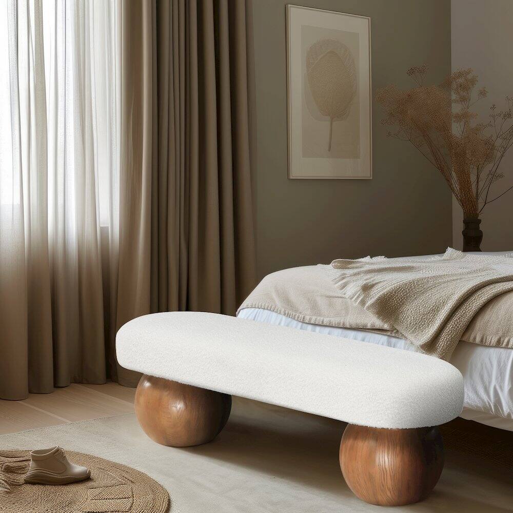 Alt View 1. Meridian Furniture - Bowie Cream Bench - Beige.