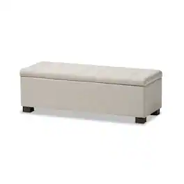 Baxton Studio - Roanoke Modern and Contemporary Fabric Upholstered Grid-Tufting Storage Ottoman Bench - Beige