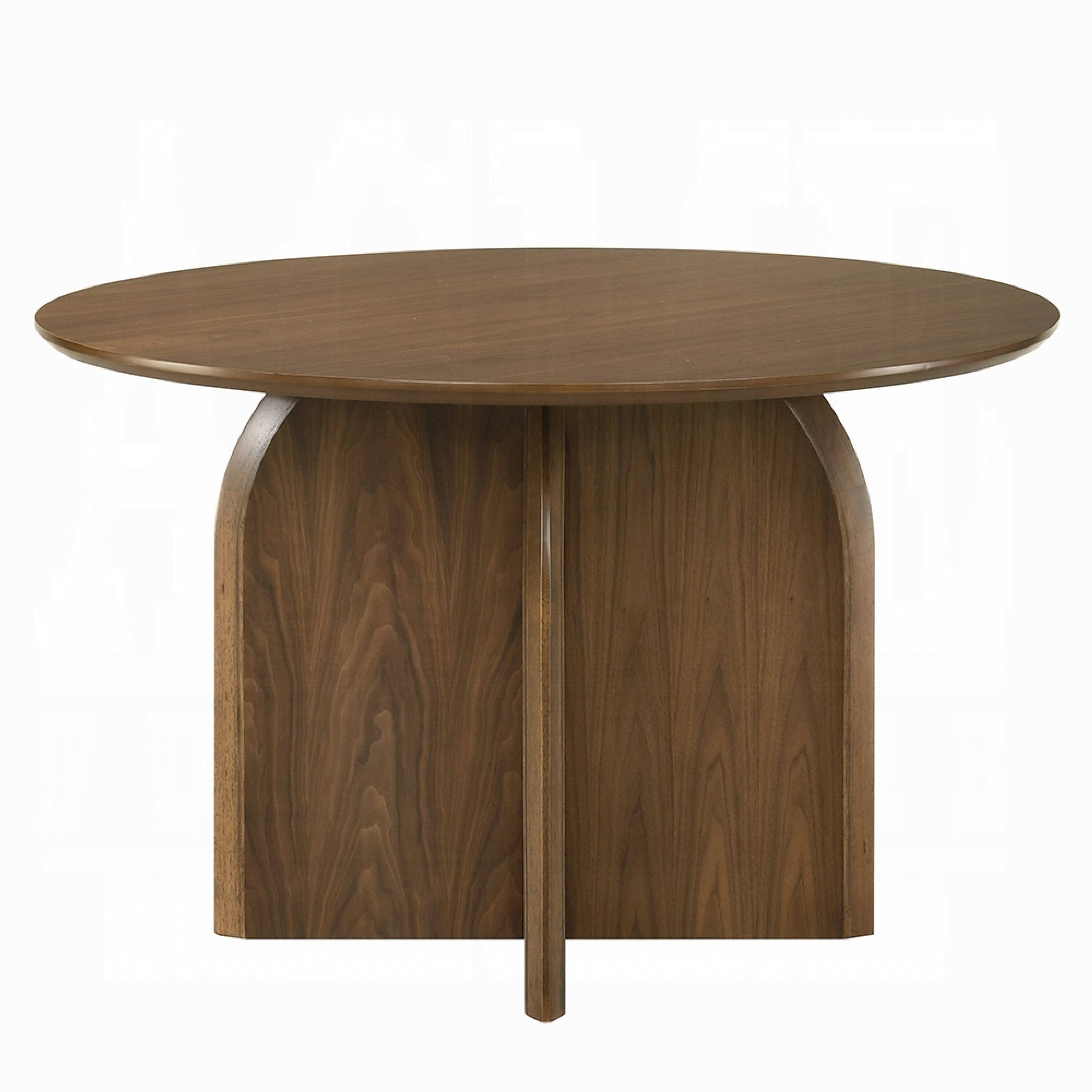 Alt View 1. Manhattan Lane - Dio Dining Table, 47 Inch Top, Cross Pedestal Base - Dark Walnut Brown.