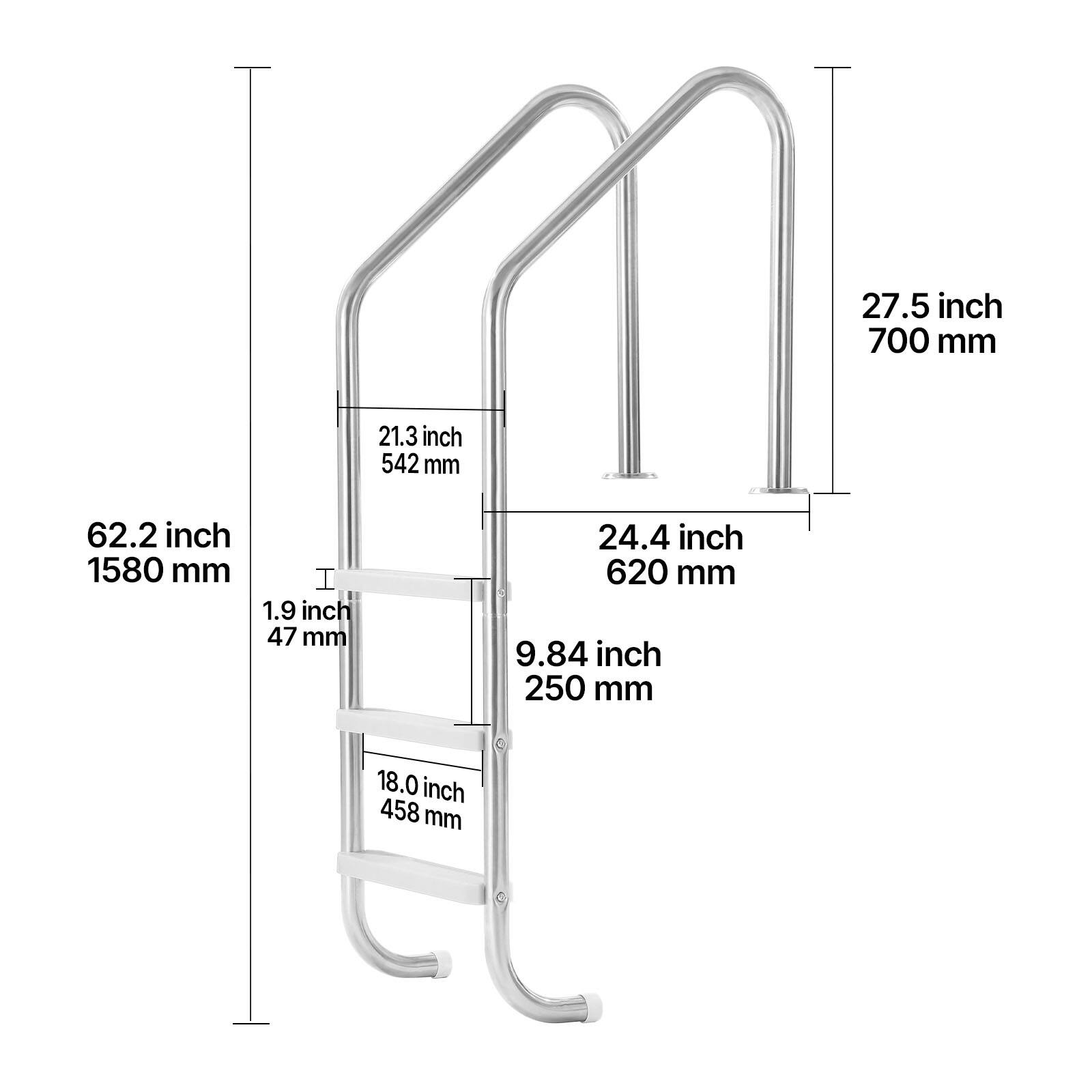 27.5 inch 700 mm  
21.3 inch 542 mm  
62.2 inch 1580 mm  
1.9 inch 47 mm  
24.4 inch 620 mm  
9.84 inch 250 mm  
18.0 inch 458 mm