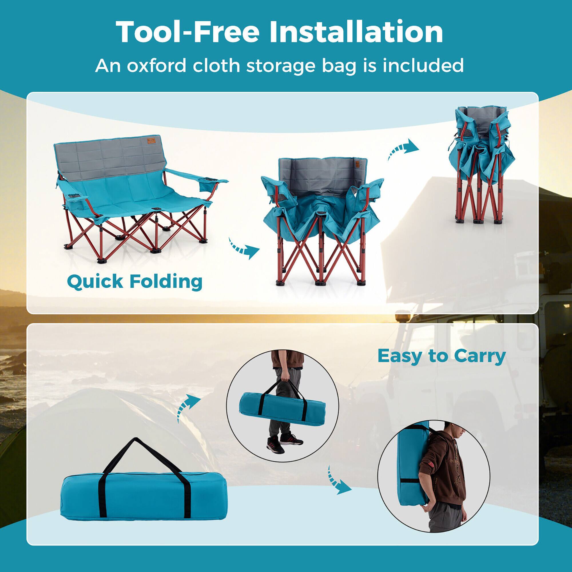 Tool-Free Installation  
An oxford cloth storage bag is included  

Quick Folding  

Easy to Carry