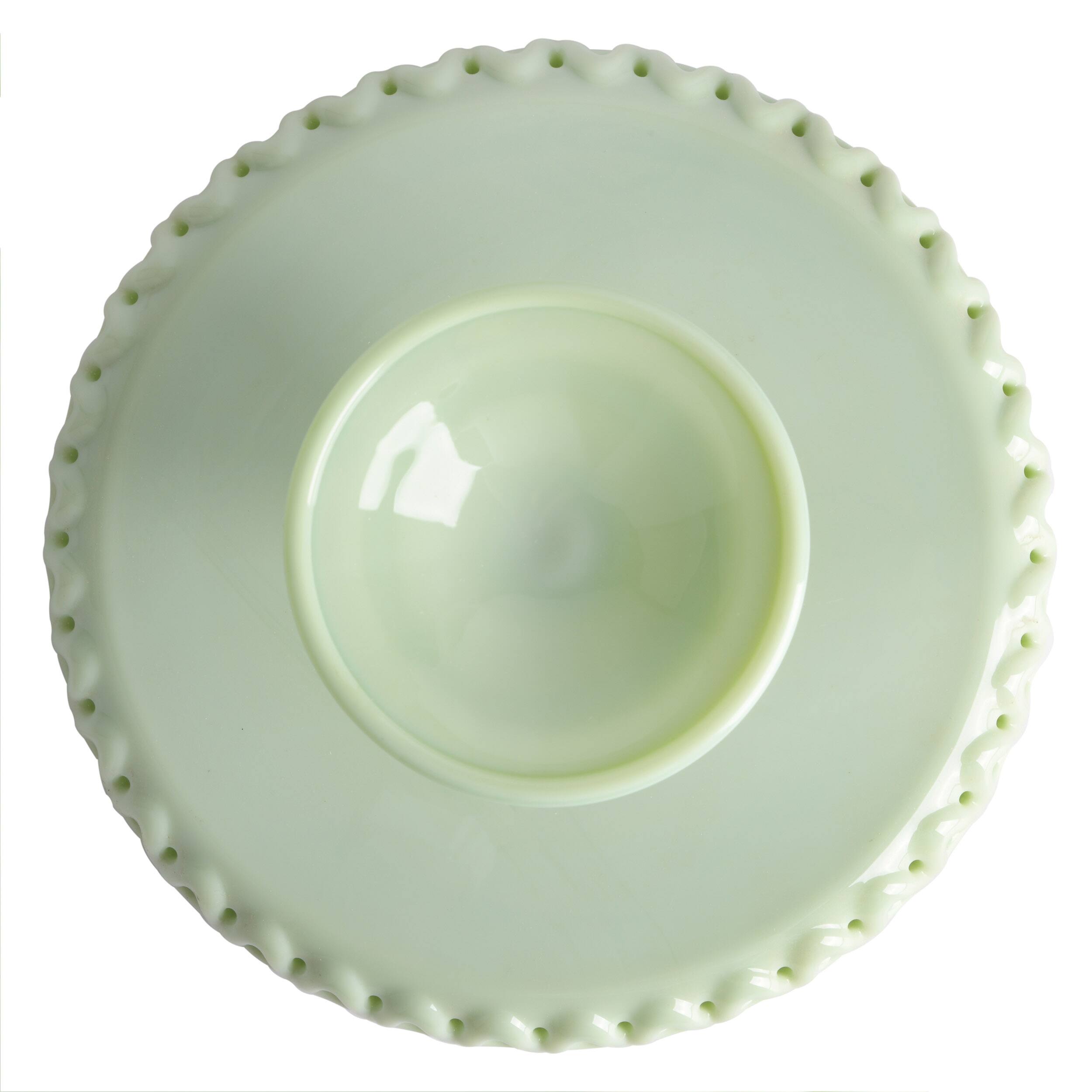 Alt View 1. Martha Stewart - Martha Stewart Highbrook Jadeite Glass Loop Cake Stand in Mint - Mint.