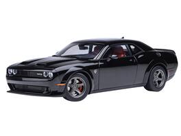 2023 Dodge Challenger SRT Super Stock Pitch Black with Red Interior 1/18 Model Car by Autoart