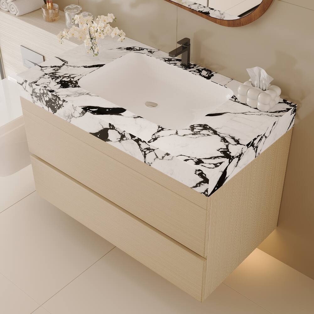 Alt View 2. Loheer - Loheer 29.9 inch floating bathroom vanity Wall Mounted Vanity with Sink White Wood - White/Wood.