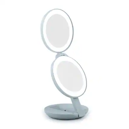 Front. Zadro - Compact Lighted Travel Mirror with 10X/1X Magnifications and LED Illumination - French Blue.