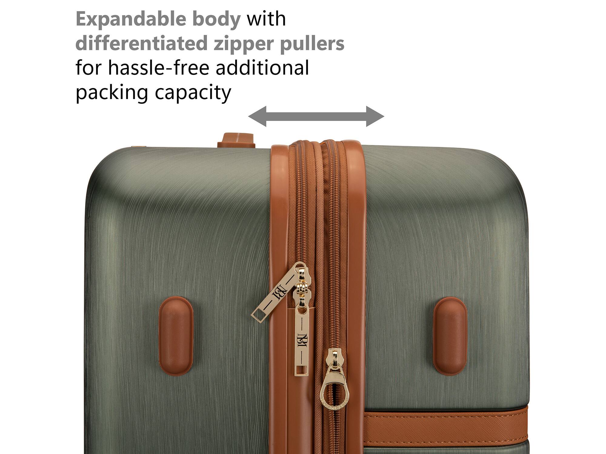 Expandable body with differentiated zipper pullers for hassle-free additional packing capacity