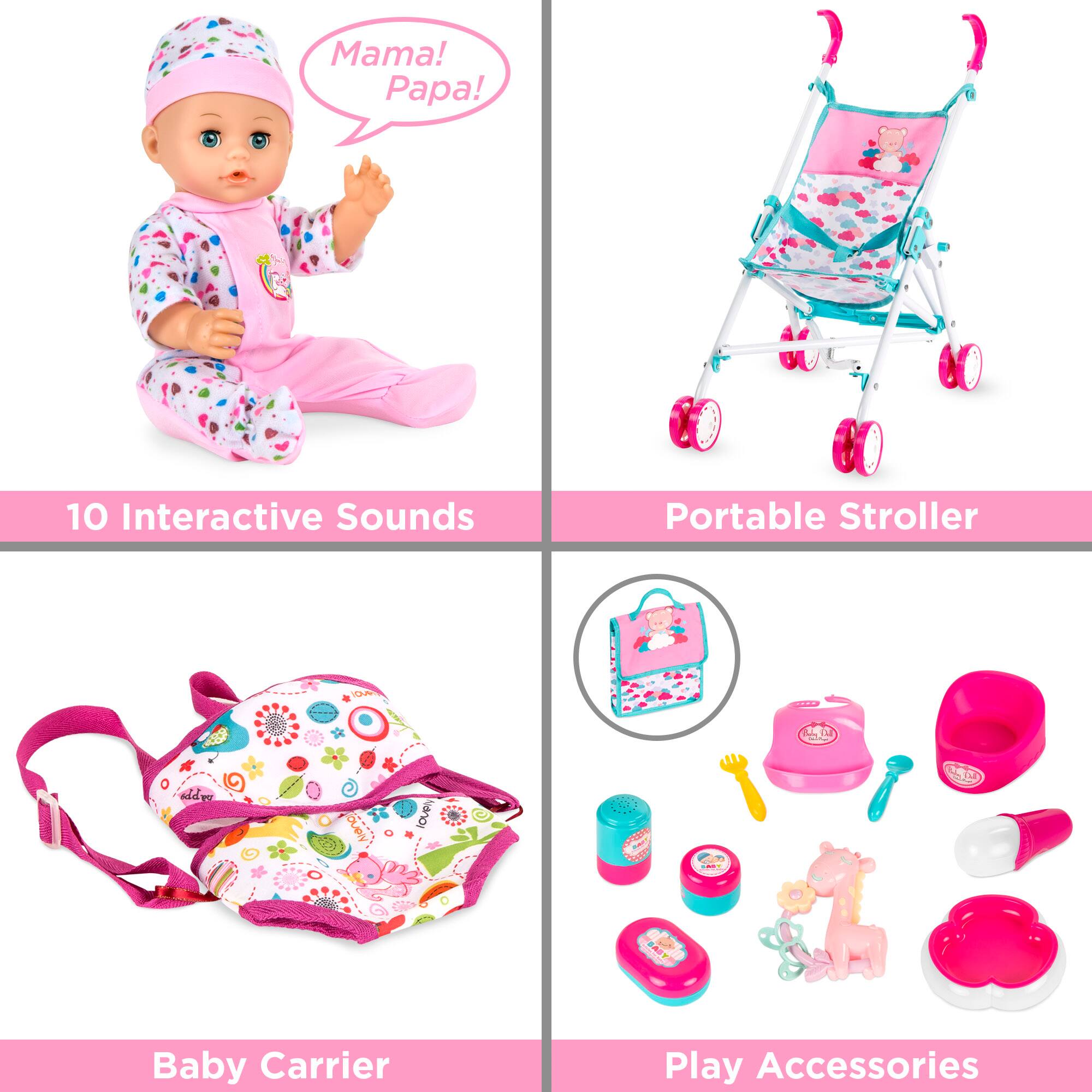 Mama! Papa!

10 Interactive Sounds

Portable Stroller

Baby Carrier

Play Accessories