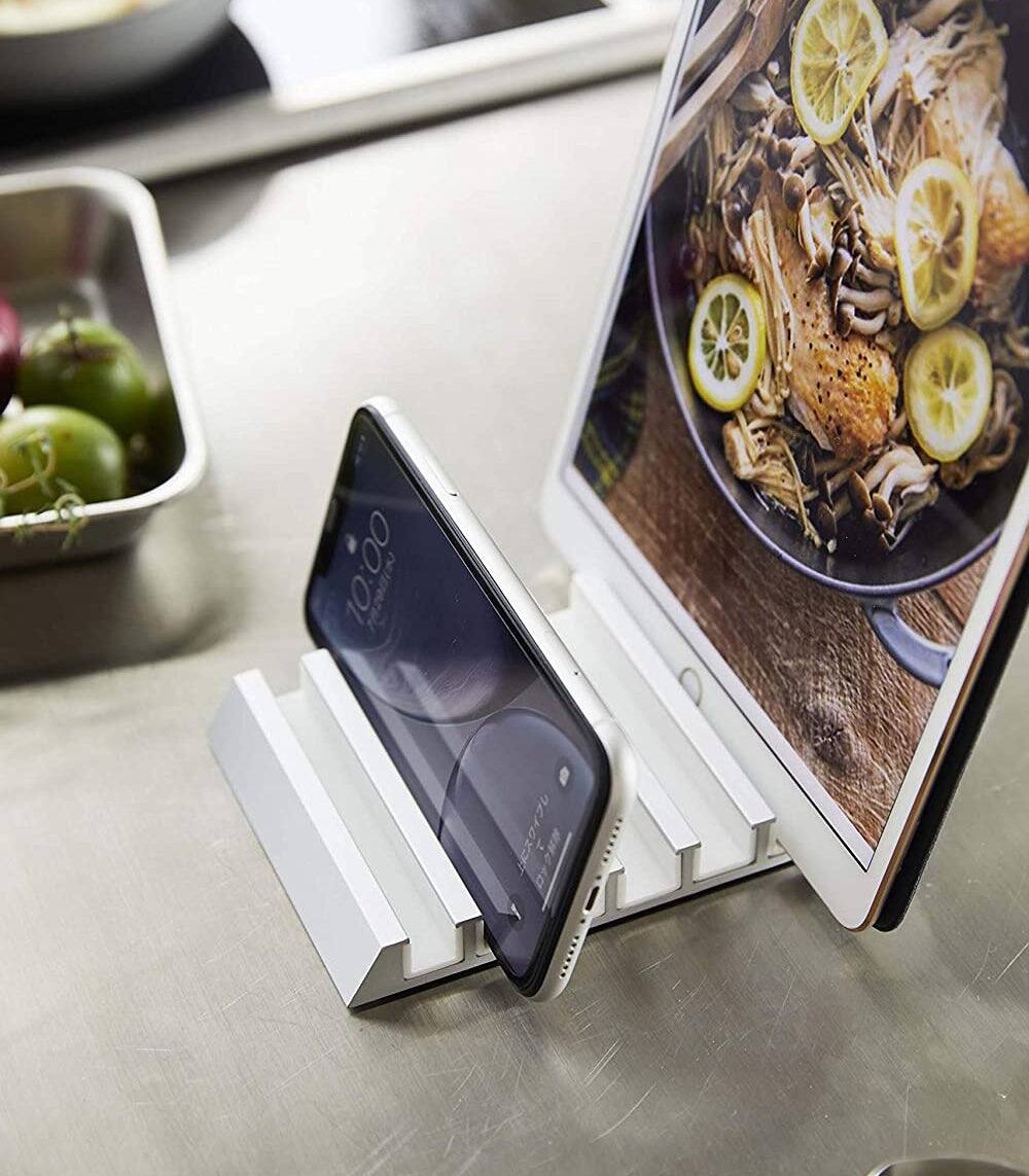 Left. Yamazaki Home - Phone & Tablet Stand - Aluminum - Black.