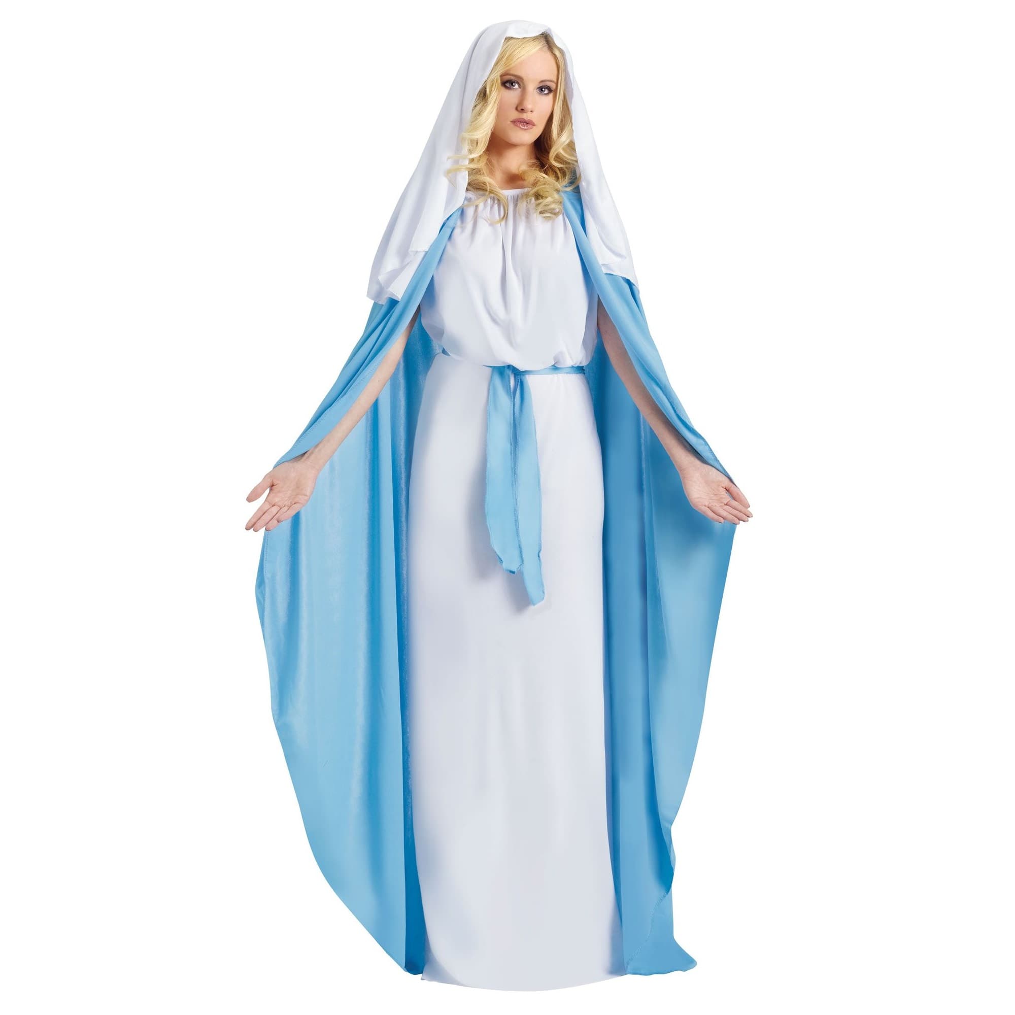 Fun World - and White Women's Mary Adult Christmas Costume - Blue
