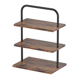 Oumilen - 3-Tier Rectangular Cupcake Display Stand, Rustic Wood Metal Dessert Serving Tray - Brown